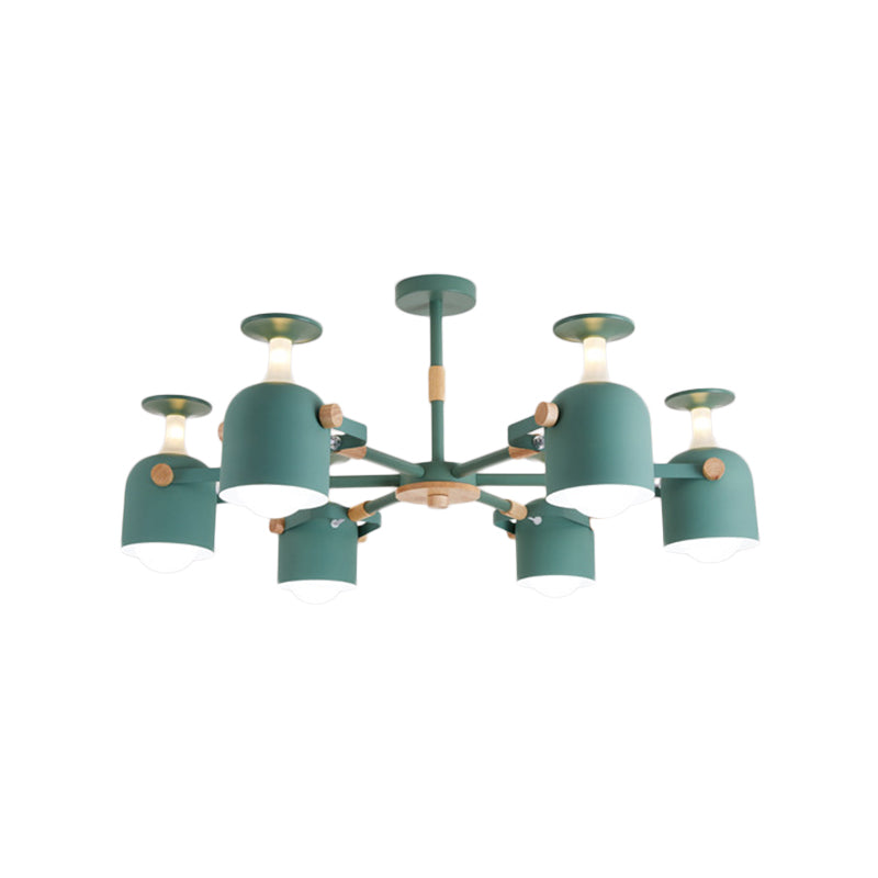 Green/Grey/White Goblet Shaped Chandelier Light Nordic Candy Colored Pendant Light for Kid Bedroom Kindergarten Clearhalo 'Ceiling Lights' 'Chandeliers' 'Modern Chandeliers' 'Modern' Lighting' 1796656