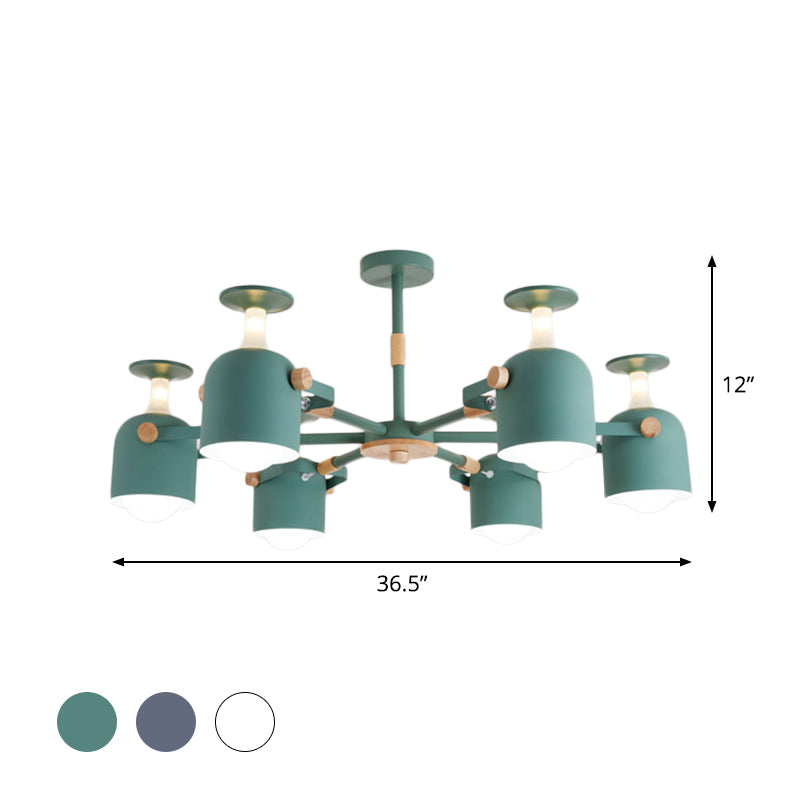 Green/Grey/White Goblet Shaped Chandelier Light Nordic Candy Colored Pendant Light for Kid Bedroom Kindergarten Clearhalo 'Ceiling Lights' 'Chandeliers' 'Modern Chandeliers' 'Modern' Lighting' 1796657