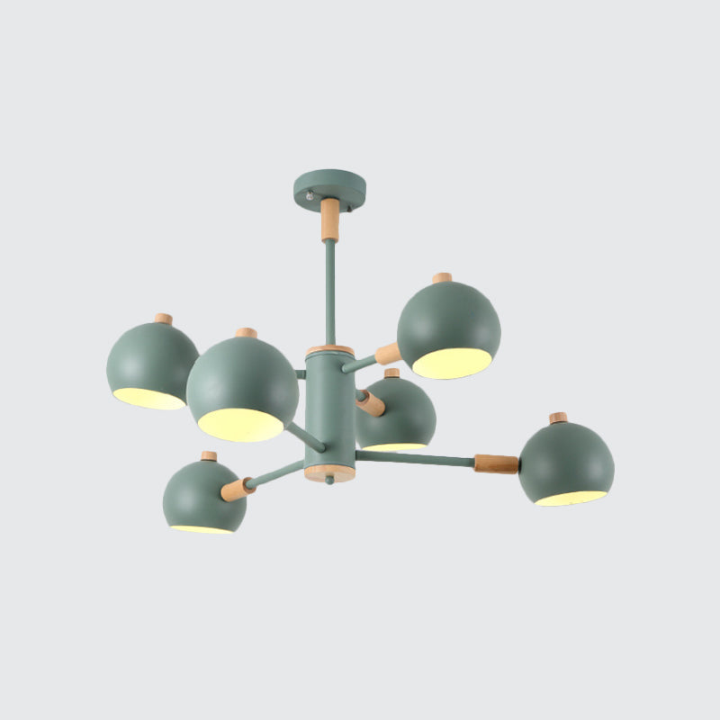 Globe Shade Living Room Chandelier Metal Multi-Head Nordic Pendant Lighting in Green/Grey/White Clearhalo 'Ceiling Lights' 'Chandeliers' 'Modern Chandeliers' 'Modern' Lighting' 1796677