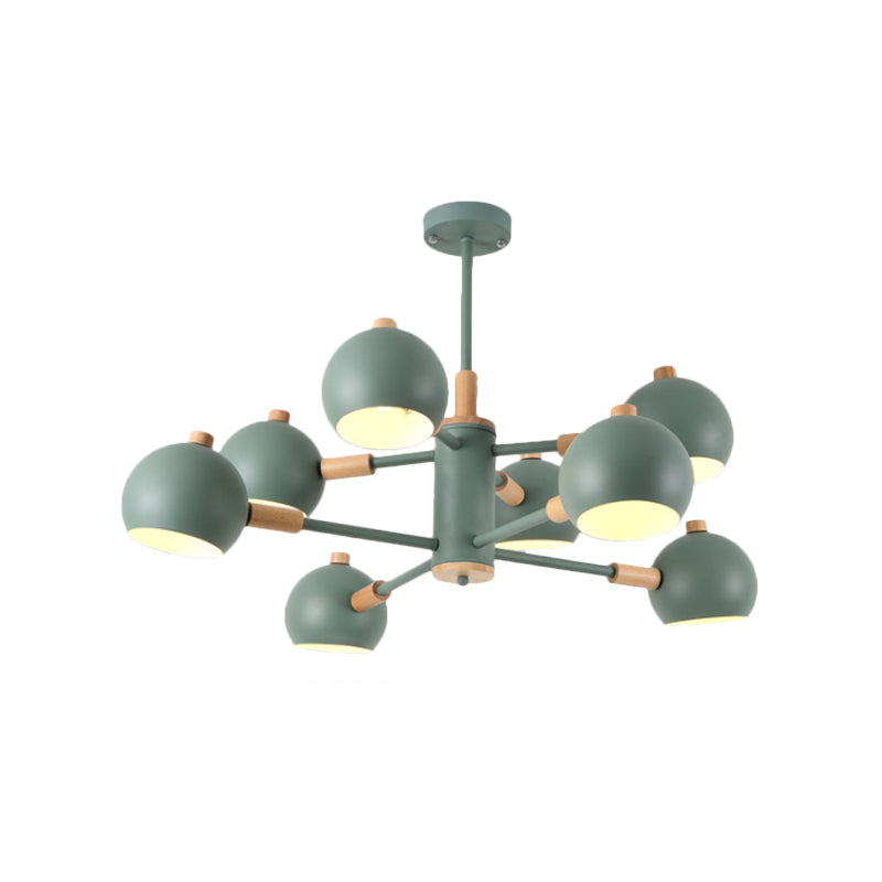 Globe Shade Living Room Chandelier Metal Multi-Head Nordic Pendant Lighting in Green/Grey/White Clearhalo 'Ceiling Lights' 'Chandeliers' 'Modern Chandeliers' 'Modern' Lighting' 1796682