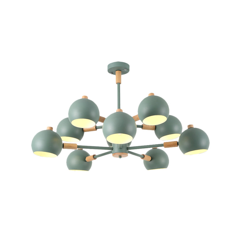 Globe Shade Living Room Chandelier Metal Multi-Head Nordic Pendant Lighting in Green/Grey/White Clearhalo 'Ceiling Lights' 'Chandeliers' 'Modern Chandeliers' 'Modern' Lighting' 1796686