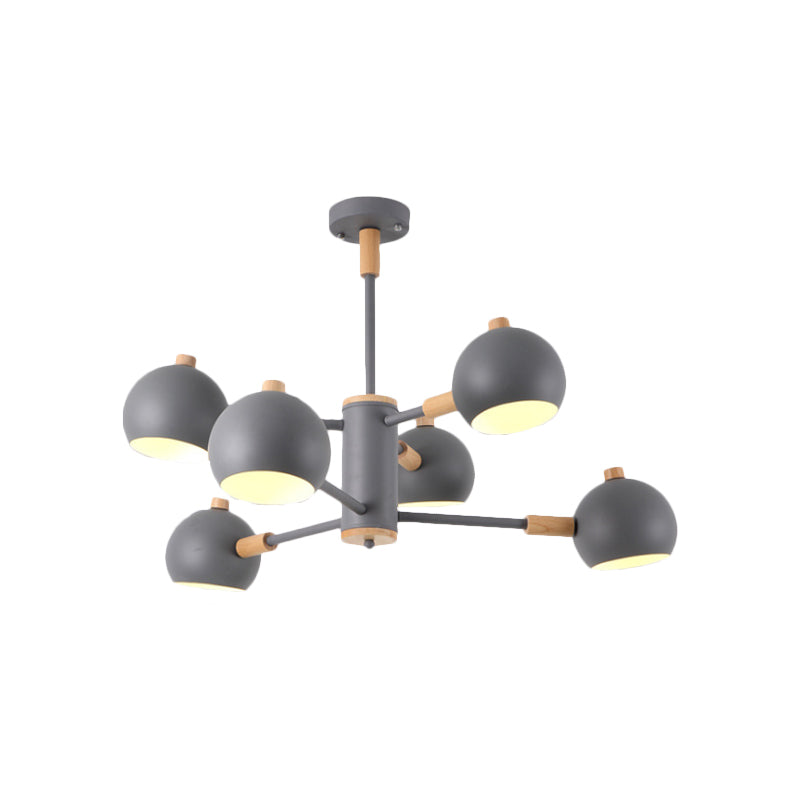 Globe Shade Living Room Chandelier Metal Multi-Head Nordic Pendant Lighting in Green/Grey/White Clearhalo 'Ceiling Lights' 'Chandeliers' 'Modern Chandeliers' 'Modern' Lighting' 1796691