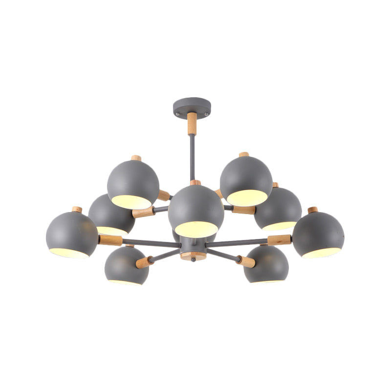 Globe Shade Living Room Chandelier Metal Multi-Head Nordic Pendant Lighting in Green/Grey/White Clearhalo 'Ceiling Lights' 'Chandeliers' 'Modern Chandeliers' 'Modern' Lighting' 1796699