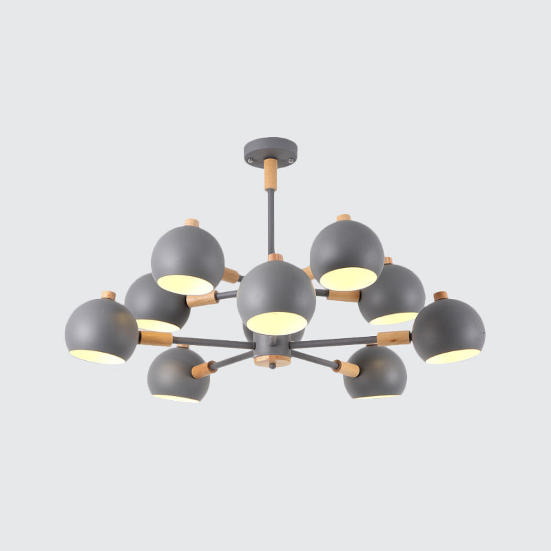 Globe Shade Living Room Chandelier Metal Multi-Head Nordic Pendant Lighting in Green/Grey/White Clearhalo 'Ceiling Lights' 'Chandeliers' 'Modern Chandeliers' 'Modern' Lighting' 1796700