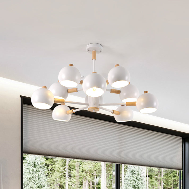 Globe Shade Living Room Chandelier Metal Multi-Head Nordic Pendant Lighting in Green/Grey/White Clearhalo 'Ceiling Lights' 'Chandeliers' 'Modern Chandeliers' 'Modern' Lighting' 1796710