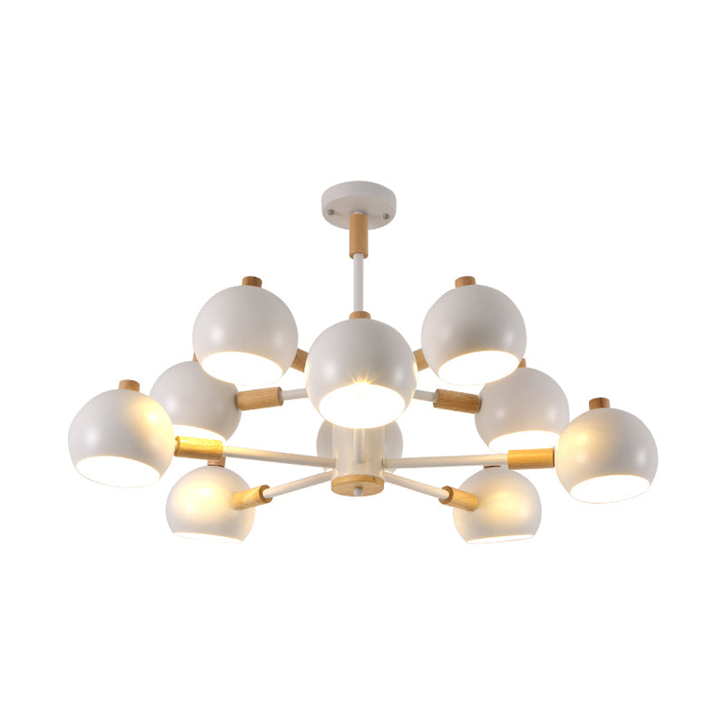 Globe Shade Living Room Chandelier Metal Multi-Head Nordic Pendant Lighting in Green/Grey/White Clearhalo 'Ceiling Lights' 'Chandeliers' 'Modern Chandeliers' 'Modern' Lighting' 1796712