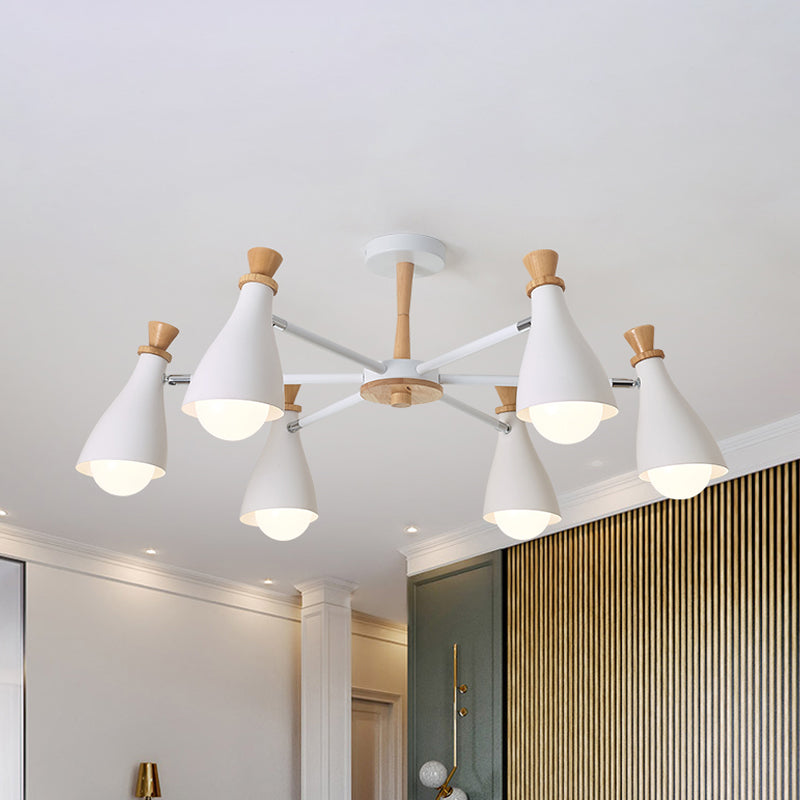 Living Room Half-Bottle Chandelier 6/8 Heads Metal Macaron Loft Candy Colored Pendant Light in Grey/White 6 White Clearhalo 'Ceiling Lights' 'Chandeliers' 'Modern Chandeliers' 'Modern' Lighting' 1796723