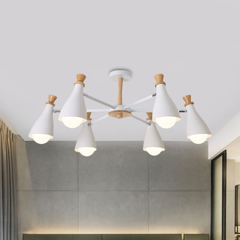 Living Room Half-Bottle Chandelier 6/8 Heads Metal Macaron Loft Candy Colored Pendant Light in Grey/White Clearhalo 'Ceiling Lights' 'Chandeliers' 'Modern Chandeliers' 'Modern' Lighting' 1796724