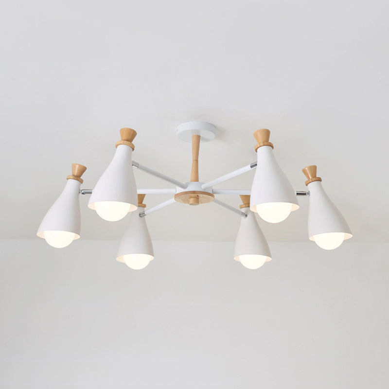 Living Room Half-Bottle Chandelier 6/8 Heads Metal Macaron Loft Candy Colored Pendant Light in Grey/White Clearhalo 'Ceiling Lights' 'Chandeliers' 'Modern Chandeliers' 'Modern' Lighting' 1796725