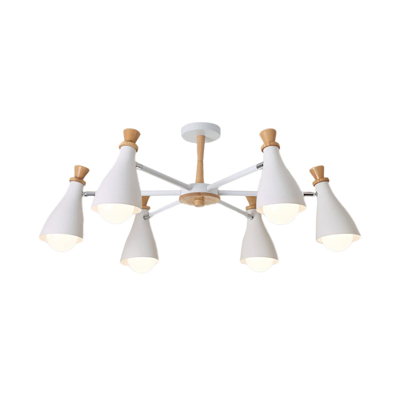 Living Room Half-Bottle Chandelier 6/8 Heads Metal Macaron Loft Candy Colored Pendant Light in Grey/White Clearhalo 'Ceiling Lights' 'Chandeliers' 'Modern Chandeliers' 'Modern' Lighting' 1796726