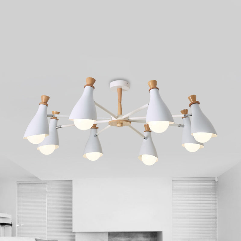 Living Room Half-Bottle Chandelier 6/8 Heads Metal Macaron Loft Candy Colored Pendant Light in Grey/White 8 White Clearhalo 'Ceiling Lights' 'Chandeliers' 'Modern Chandeliers' 'Modern' Lighting' 1796727