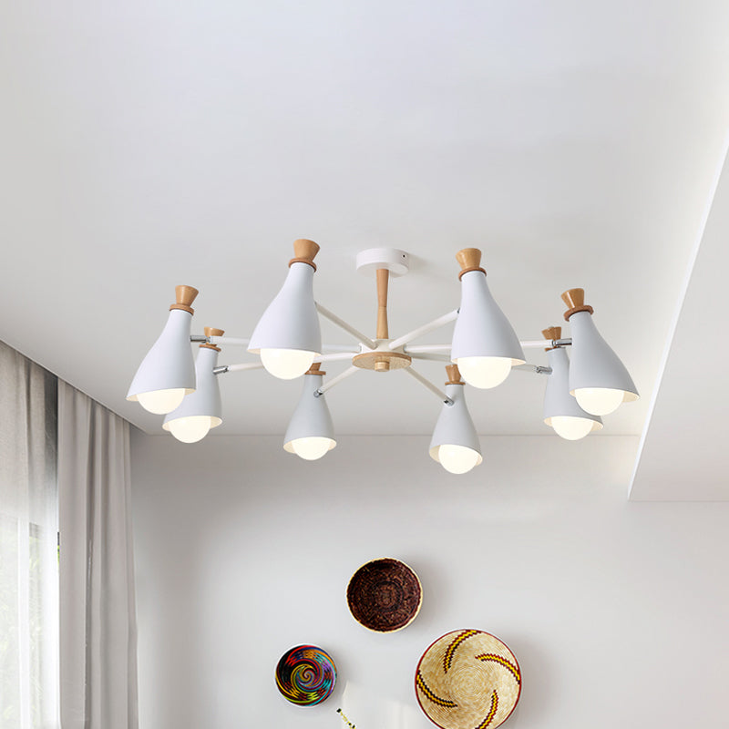 Living Room Half-Bottle Chandelier 6/8 Heads Metal Macaron Loft Candy Colored Pendant Light in Grey/White Clearhalo 'Ceiling Lights' 'Chandeliers' 'Modern Chandeliers' 'Modern' Lighting' 1796728