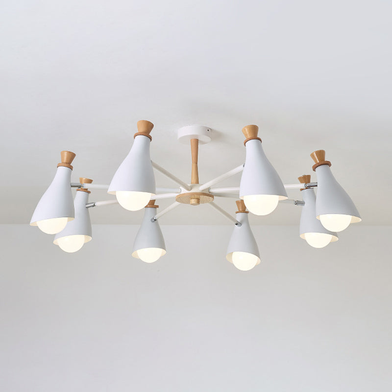 Living Room Half-Bottle Chandelier 6/8 Heads Metal Macaron Loft Candy Colored Pendant Light in Grey/White Clearhalo 'Ceiling Lights' 'Chandeliers' 'Modern Chandeliers' 'Modern' Lighting' 1796729