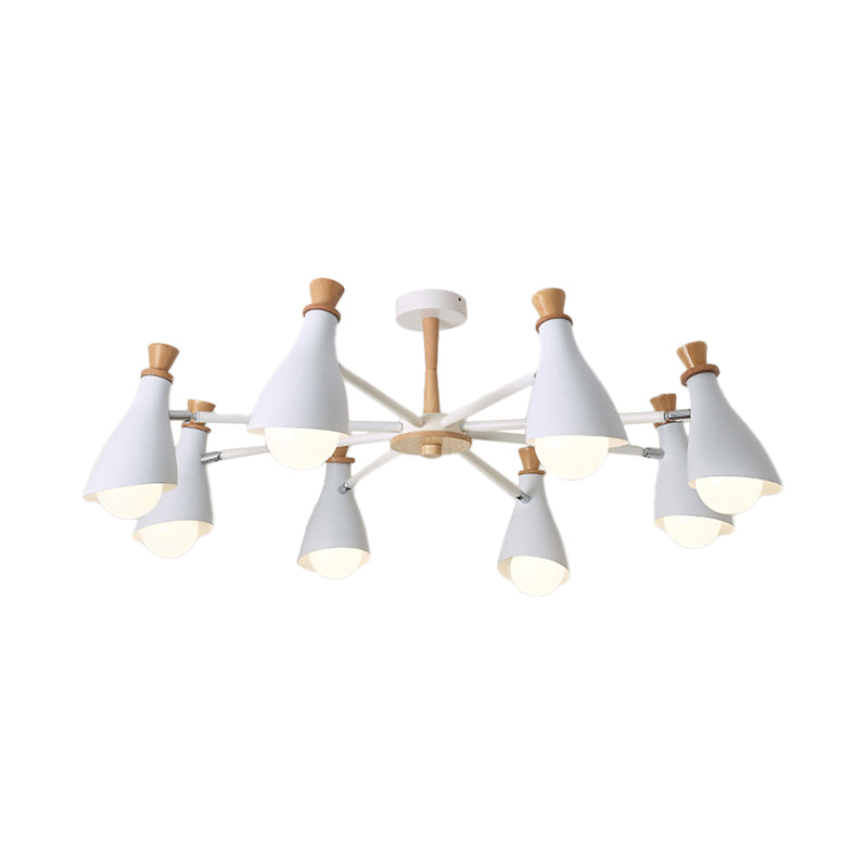 Living Room Half-Bottle Chandelier 6/8 Heads Metal Macaron Loft Candy Colored Pendant Light in Grey/White Clearhalo 'Ceiling Lights' 'Chandeliers' 'Modern Chandeliers' 'Modern' Lighting' 1796730