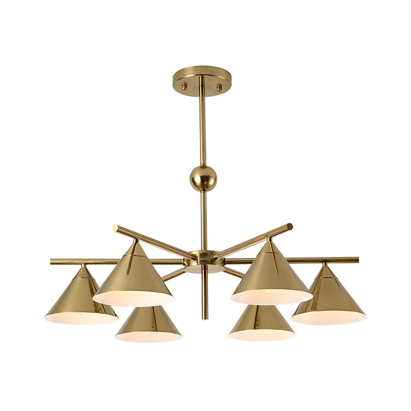 Metallic Pyramid Chandelier Kid Bedroom 6 Heads Macaron Candy Colored Hanging Light Clearhalo 'Ceiling Lights' 'Chandeliers' 'Modern Chandeliers' 'Modern' Lighting' 1796761