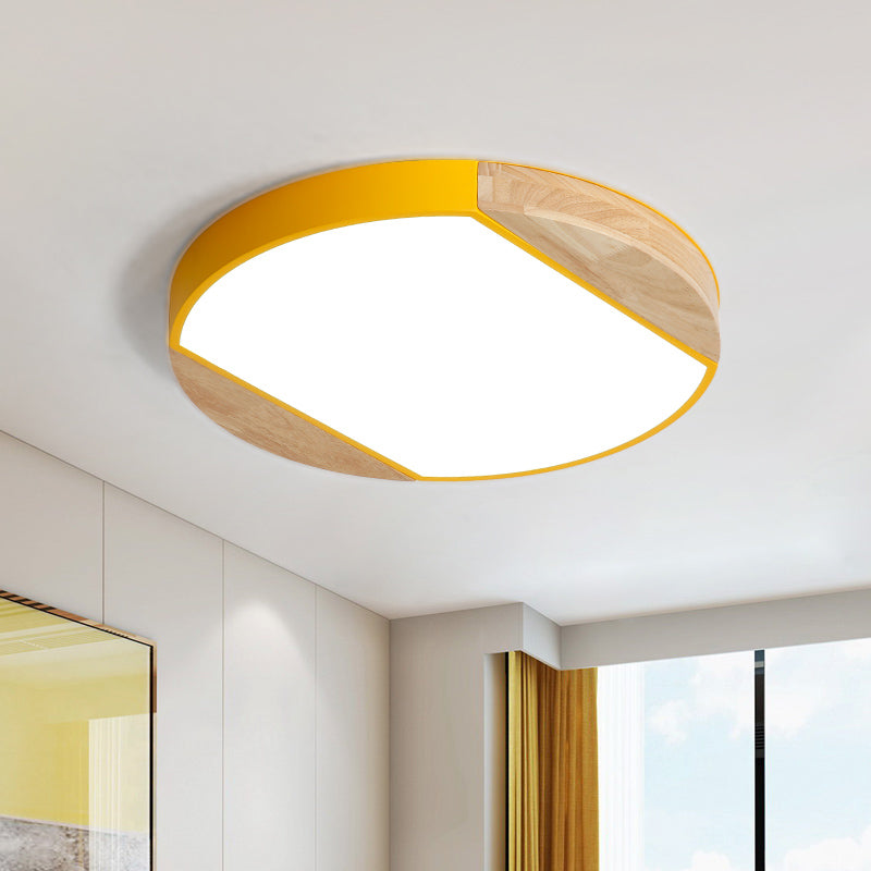 Acrylic Circular LED Flushmount Light Baby Bedroom Kindergarten Nordic Style Blue/Green/White/Yellow Ceiling Lamp in Warm/White Light Yellow Clearhalo 'Ceiling Lights' 'Close To Ceiling Lights' 'Close to ceiling' 'Flush mount' Lighting' 1796833