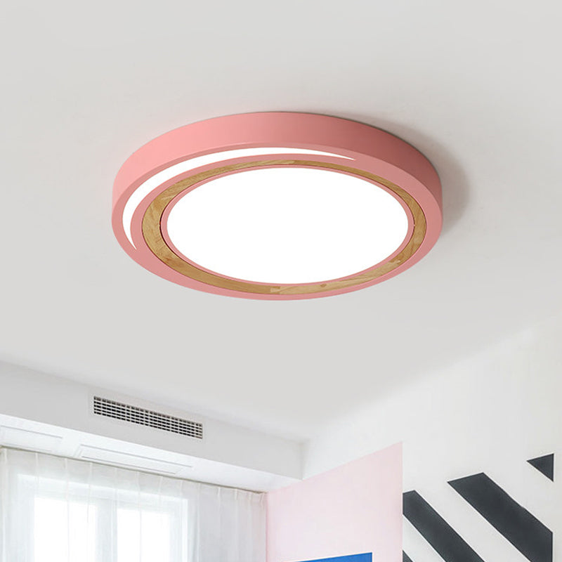 Acrylic Circle LED Ceiling Mount Light Macaron Style Ceiling Lamp for Boys Girls Bedroom Pink Clearhalo 'Ceiling Lights' 'Close To Ceiling Lights' 'Close to ceiling' 'Flush mount' Lighting' 1796841