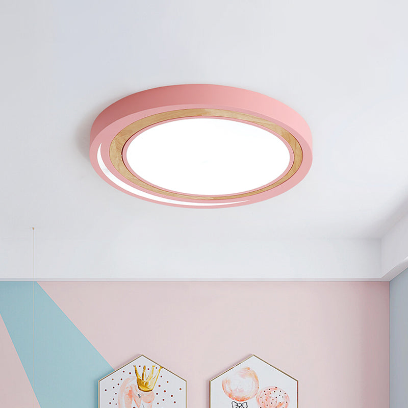 Acrylic Circle LED Ceiling Mount Light Macaron Style Ceiling Lamp for Boys Girls Bedroom Clearhalo 'Ceiling Lights' 'Close To Ceiling Lights' 'Close to ceiling' 'Flush mount' Lighting' 1796842