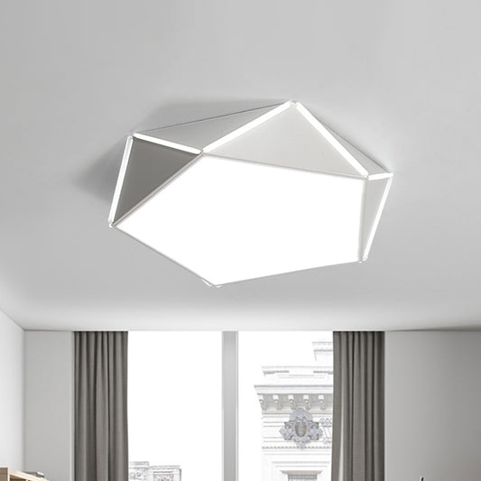 Pentagon Living Room Flush Mount Light Acrylic Nordic LED Ceiling Lamp with Triangle Panel White Clearhalo 'Ceiling Lights' 'Close To Ceiling Lights' 'Close to ceiling' 'Flush mount' Lighting' 1796856