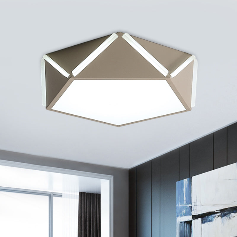 Child Bedroom Pentagonal Flushmount Light Acrylic Metal Modern LED Ceiling Lamp Coffee Clearhalo 'Ceiling Lights' 'Close To Ceiling Lights' 'Close to ceiling' 'Flush mount' Lighting' 1796867