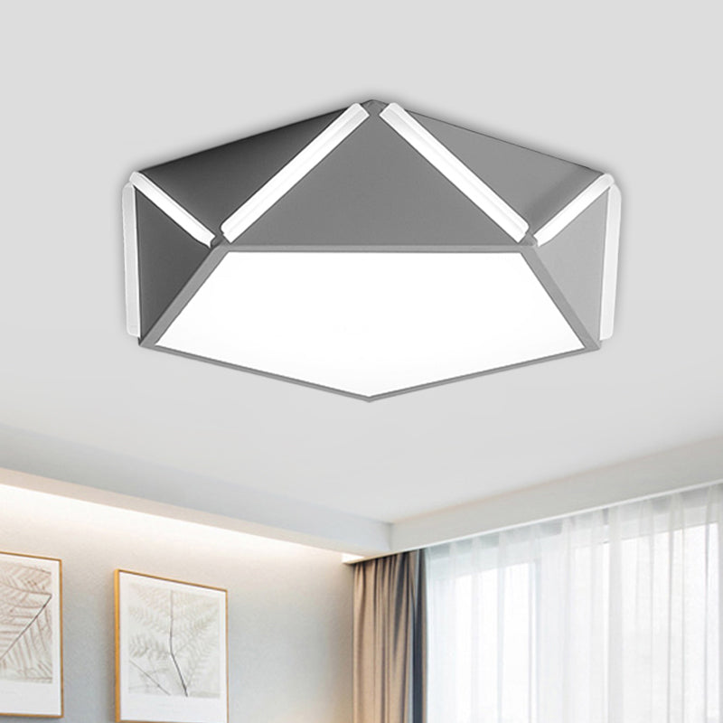 Child Bedroom Pentagonal Flushmount Light Acrylic Metal Modern LED Ceiling Lamp Grey Clearhalo 'Ceiling Lights' 'Close To Ceiling Lights' 'Close to ceiling' 'Flush mount' Lighting' 1796874