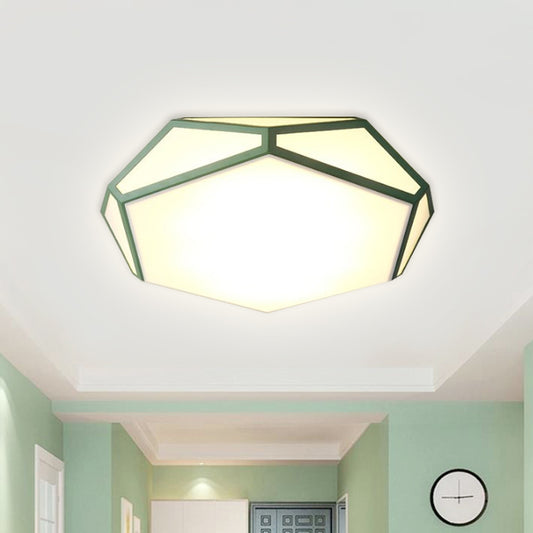 Nordic Hexagon Shape Ceiling Mount Light Acrylic Candy Colored LED Ceiling Light for Corridor Green Clearhalo 'Ceiling Lights' 'Close To Ceiling Lights' 'Close to ceiling' 'Flush mount' Lighting' 1796878