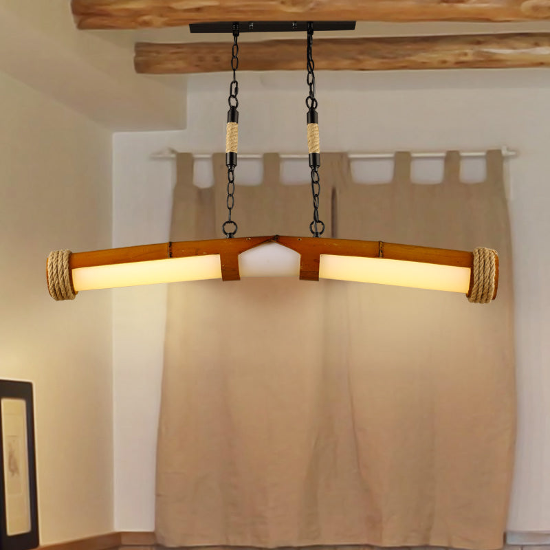 Rustic Stylish Beige Chandelier Tube Shape Wooden Hanging Lighting for Stair Bathroom Clearhalo 'Ceiling Lights' 'Pendant Lights' 'Pendants' Lighting' 1796944