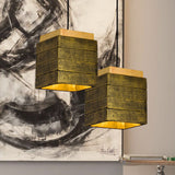 Gray/Brown/Brass Cubic Shade Hanging Lamp Vintage Wood and Cement 1 Head Restaurant Pendant Lighting Clearhalo 'Ceiling Lights' 'Modern Pendants' 'Modern' 'Pendant Lights' 'Pendants' Lighting' 1797063