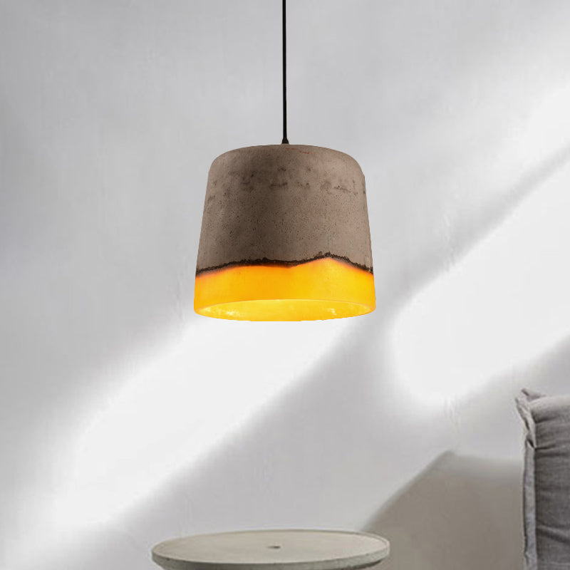 Cement and Resin Bucket Pendant Lamp Industrial 1 Head Restaurant Hanging Lamp in Grey Grey Clearhalo 'Ceiling Lights' 'Modern Pendants' 'Modern' 'Pendant Lights' 'Pendants' Lighting' 1797070