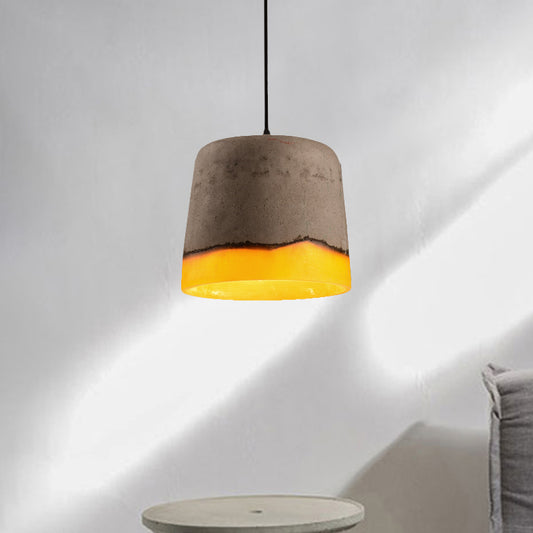 Cement and Resin Bucket Pendant Lamp Industrial 1 Head Restaurant Hanging Lamp in Grey Grey Clearhalo 'Ceiling Lights' 'Modern Pendants' 'Modern' 'Pendant Lights' 'Pendants' Lighting' 1797070