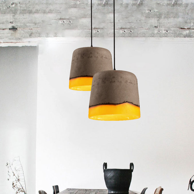 Cement and Resin Bucket Pendant Lamp Industrial 1 Head Restaurant Hanging Lamp in Grey Clearhalo 'Ceiling Lights' 'Modern Pendants' 'Modern' 'Pendant Lights' 'Pendants' Lighting' 1797071