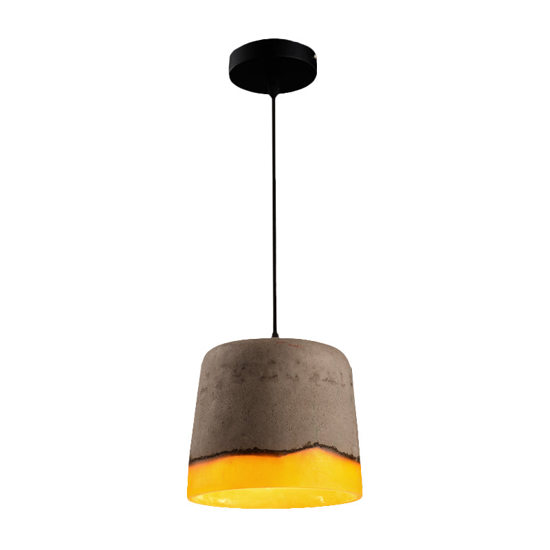 Cement and Resin Bucket Pendant Lamp Industrial 1 Head Restaurant Hanging Lamp in Grey Clearhalo 'Ceiling Lights' 'Modern Pendants' 'Modern' 'Pendant Lights' 'Pendants' Lighting' 1797073