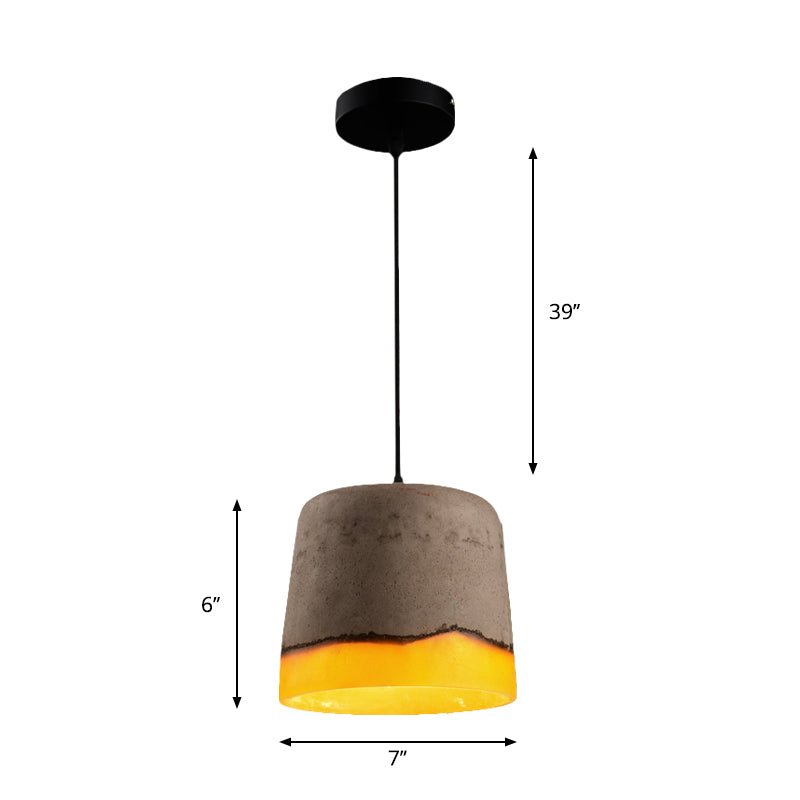 Cement and Resin Bucket Pendant Lamp Industrial 1 Head Restaurant Hanging Lamp in Grey Clearhalo 'Ceiling Lights' 'Modern Pendants' 'Modern' 'Pendant Lights' 'Pendants' Lighting' 1797074