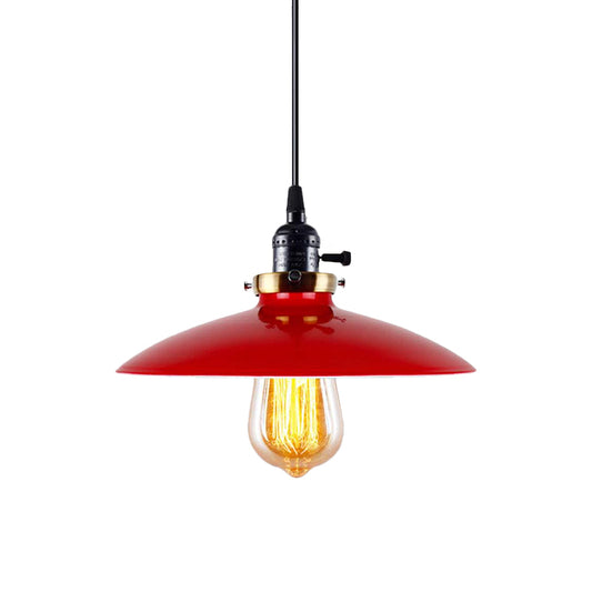 3-Pack Saucer Shade Restaurant Pendant Light Industrial Style Metal 1 Light Red Hanging Light Clearhalo 'Art Deco Pendants' 'Cast Iron' 'Ceiling Lights' 'Ceramic' 'Crystal' 'Industrial Pendants' 'Industrial' 'Metal' 'Middle Century Pendants' 'Pendant Lights' 'Pendants' 'Tiffany' Lighting' 1797083