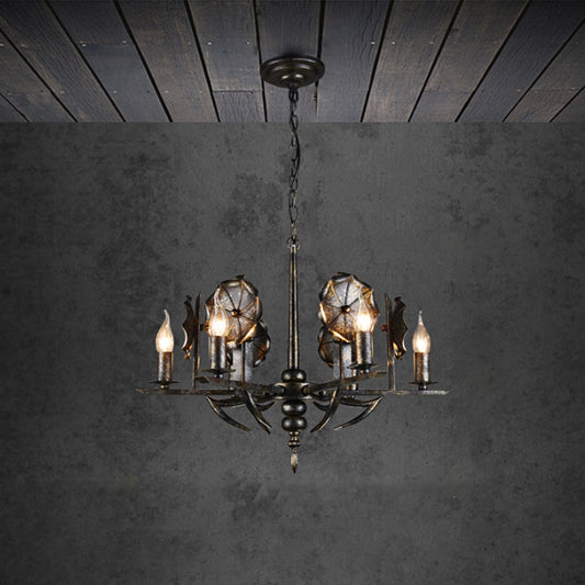 Vintage Aged Brass Chandelier Candle 6 Lights Metallic Pendant Lamp for Farmhouse Cottage Clearhalo 'Ceiling Lights' 'Chandeliers' Lighting' options 1797148