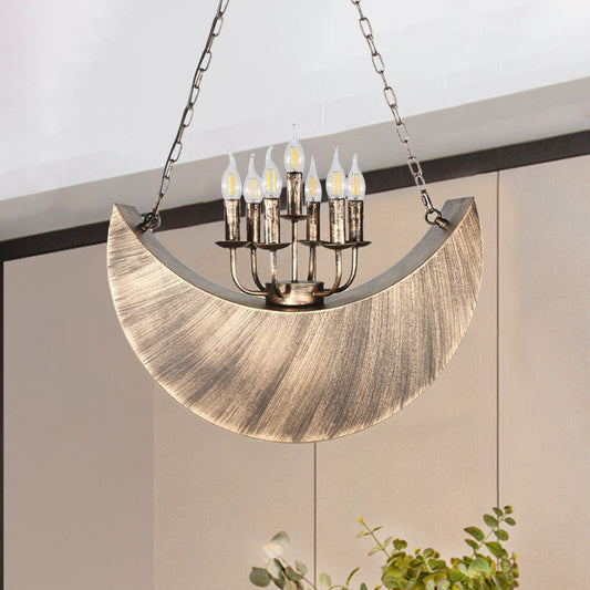 Living Room Candle Hanging Light with Crescent Deco Metal 7-Light Vintage Chandelier in Legacy Brass Clearhalo 'Ceiling Lights' 'Chandeliers' Lighting' options 1797280