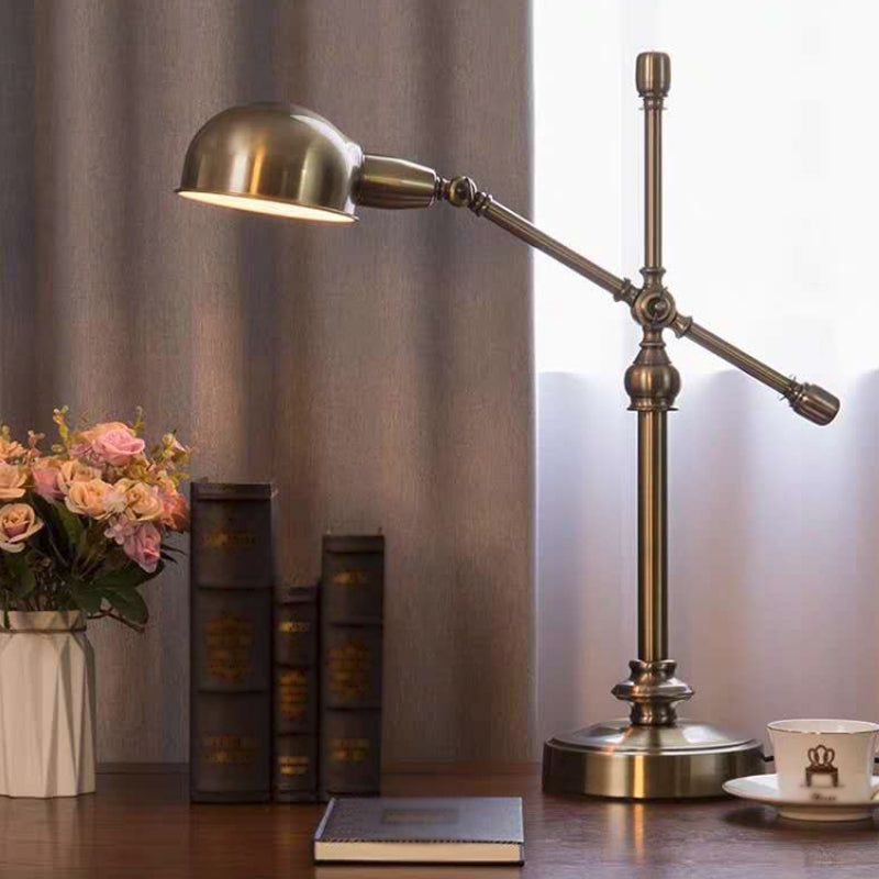 Metallic Dome Shade Desk Light Vintage Stylish 1 Head Living Room Adjustable Table Light in Brass Clearhalo 'Lamps' 'Table Lamps' Lighting' 1797292