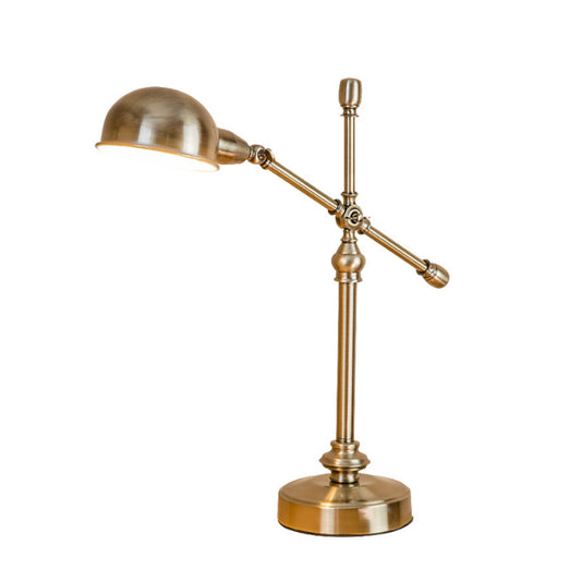 Metallic Dome Shade Desk Light Vintage Stylish 1 Head Living Room Adjustable Table Light in Brass Clearhalo 'Lamps' 'Table Lamps' Lighting' 1797293