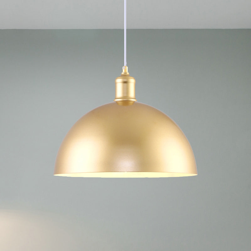 Metallic Golden Pendant Lighting Dome Shade 1 Bulb Vintage Industrial Hanging Lamp, 12/16 Inch Width Gold Clearhalo 'Art Deco Pendants' 'Cast Iron' 'Ceiling Lights' 'Ceramic' 'Crystal' 'Industrial Pendants' 'Industrial' 'Metal' 'Middle Century Pendants' 'Pendant Lights' 'Pendants' 'Tiffany' Lighting' 1797295