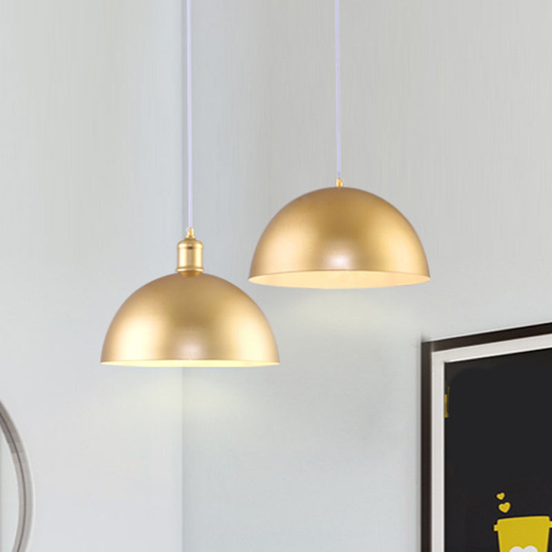 Metallic Golden Pendant Lighting Dome Shade 1 Bulb Vintage Industrial Hanging Lamp, 12/16 Inch Width Clearhalo 'Art Deco Pendants' 'Cast Iron' 'Ceiling Lights' 'Ceramic' 'Crystal' 'Industrial Pendants' 'Industrial' 'Metal' 'Middle Century Pendants' 'Pendant Lights' 'Pendants' 'Tiffany' Lighting' 1797297