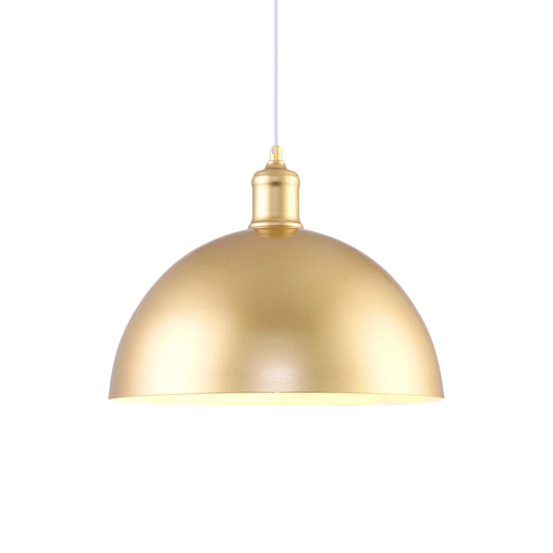 Metallic Golden Pendant Lighting Dome Shade 1 Bulb Vintage Industrial Hanging Lamp, 12/16 Inch Width Clearhalo 'Art Deco Pendants' 'Cast Iron' 'Ceiling Lights' 'Ceramic' 'Crystal' 'Industrial Pendants' 'Industrial' 'Metal' 'Middle Century Pendants' 'Pendant Lights' 'Pendants' 'Tiffany' Lighting' 1797298