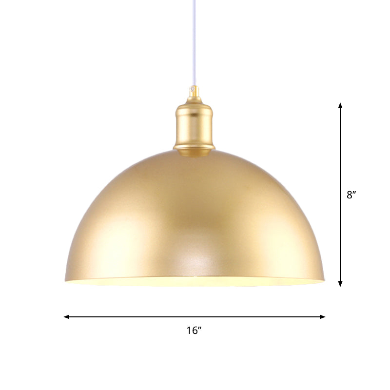 Metallic Golden Pendant Lighting Dome Shade 1 Bulb Vintage Industrial Hanging Lamp, 12/16 Inch Width Clearhalo 'Art Deco Pendants' 'Cast Iron' 'Ceiling Lights' 'Ceramic' 'Crystal' 'Industrial Pendants' 'Industrial' 'Metal' 'Middle Century Pendants' 'Pendant Lights' 'Pendants' 'Tiffany' Lighting' 1797300