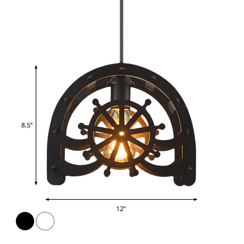 Restaurant Cafe Waterwheel Pendant Light Metallic 1 Light Creative Industrial Suspension Light Clearhalo 'Ceiling Lights' 'Pendant Lights' 'Pendants' Lighting' 1797363