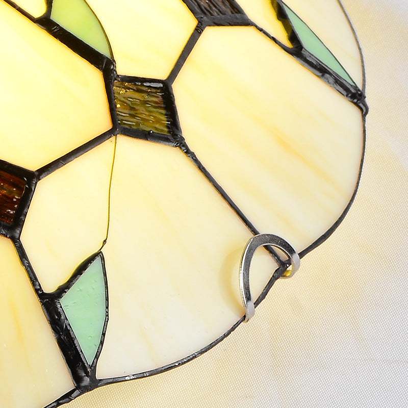 3 Bulbs Bowl Flush Lighting Stained Glass Tiffany Ceiling Light Fixture for Living Room Clearhalo 'Ceiling Lights' 'Close To Ceiling Lights' 'Close to ceiling' 'Flush mount' Lighting' 179816