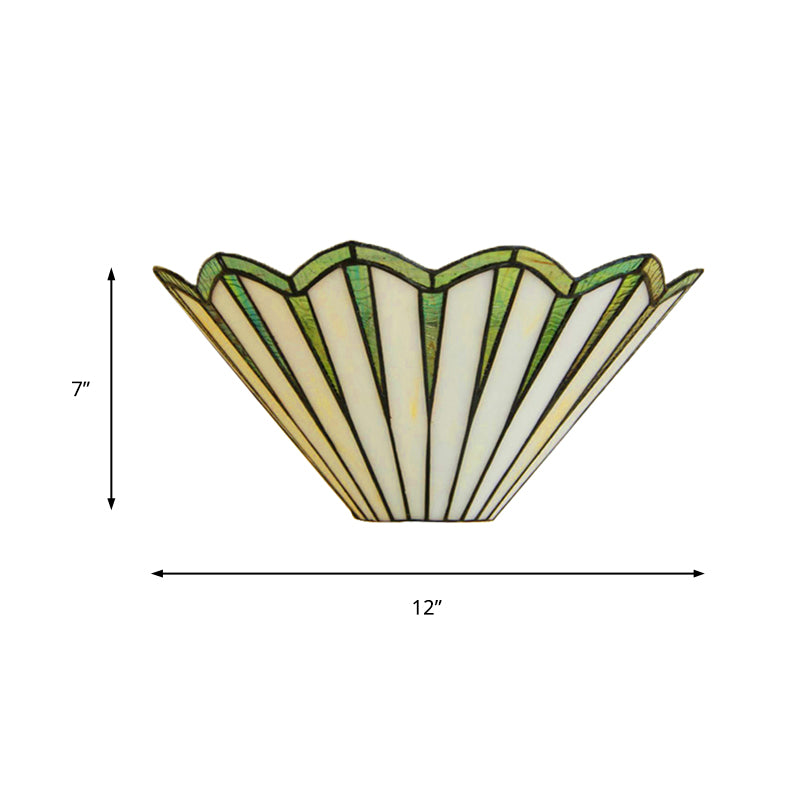 Glass Conical Sconce Light Coffee Shop 1 Light Simple Style Shuttlecock Wall Lamp in Green Clearhalo 'Industrial' 'Middle century wall lights' 'Tiffany wall lights' 'Tiffany' 'Wall Lamps & Sconces' 'Wall Lights' Lighting' 180008