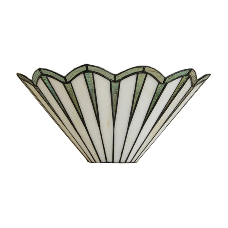 Glass Conical Sconce Light Coffee Shop 1 Light Simple Style Shuttlecock Wall Lamp in Green Clearhalo 'Industrial' 'Middle century wall lights' 'Tiffany wall lights' 'Tiffany' 'Wall Lamps & Sconces' 'Wall Lights' Lighting' 180009