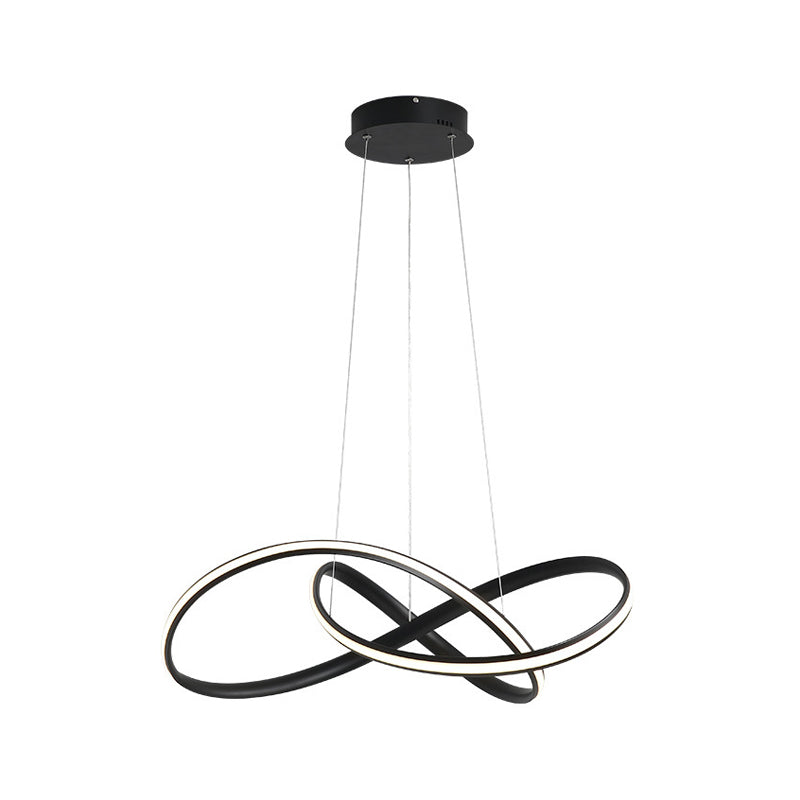 19.5"/27.5" W Simple LED Down Lighting Black Twisted Chandelier Lighting with Metal Shade in Warm/White Light Clearhalo 'Ceiling Lights' 'Chandeliers' 'Modern Chandeliers' 'Modern' Lighting' 1804355