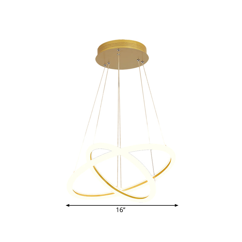 Modern Dual Ring Chandelier Metallic Dining Room LED Suspension Lighting in Gold, Warm/White Light Clearhalo 'Ceiling Lights' 'Chandeliers' 'Modern Chandeliers' 'Modern' Lighting' 1804362