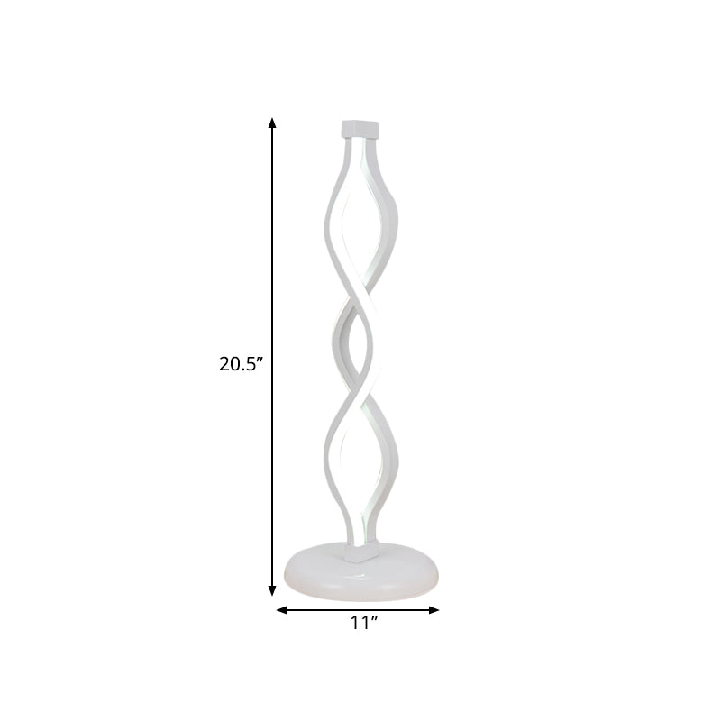 Minimalist LED Nightstand Light White Spiral Table Lamp with Metallic Shade for Bedside Clearhalo 'Lamps' 'Table Lamps' Lighting' 1804377