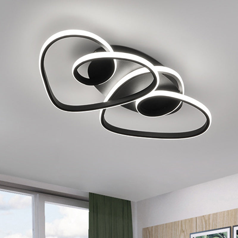 Black Loving Heart Flush Ceiling Light Romantic Modern Metal LED Flush Mount in Warm/White Light Black Clearhalo 'Ceiling Lights' 'Close To Ceiling Lights' 'Close to ceiling' 'Flush mount' Lighting' 1804414